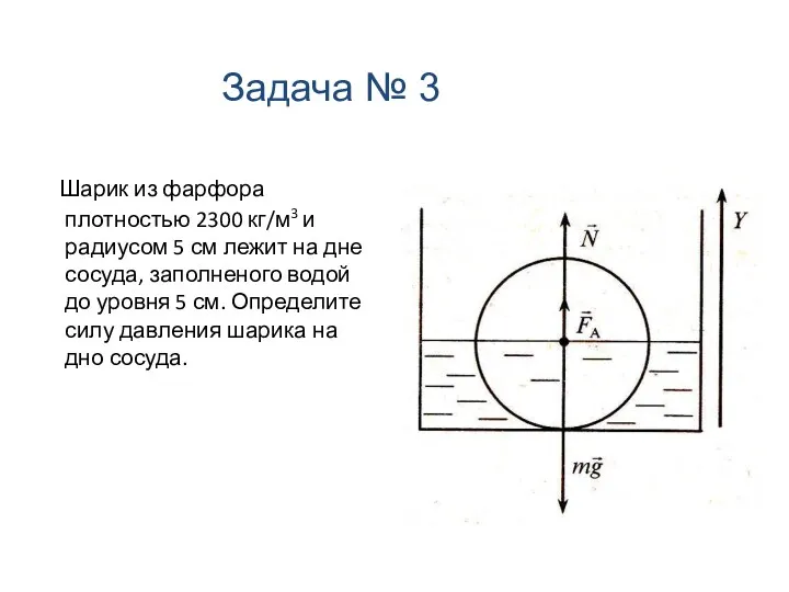 Шарик из фарфора плотностью 2300 кг/м3 и радиусом 5 см