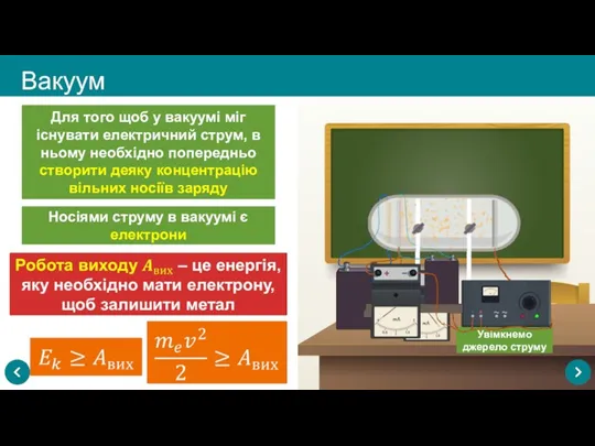 Вакуум Для того щоб у вакуумі міг існувати електричний струм,