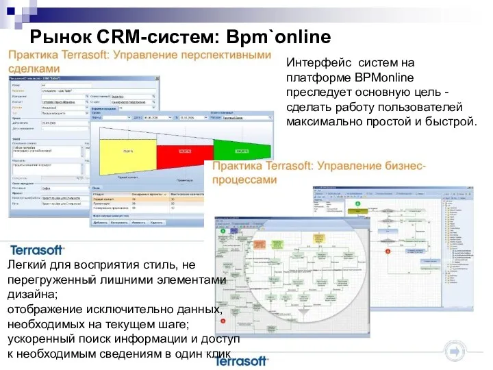 Рынок CRM-систем: Bpm`online 128 Интерфейс систем на платформе BPMonline преследует