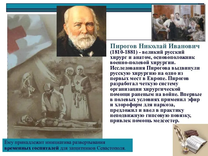 Пирогов Николай Иванович (1810-1881) - великий русский хирург и анатом,