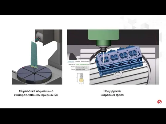 Обработка нормально к направляющим кривым 5D Поддержка шаровых фрез