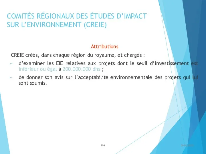 COMITÉS RÉGIONAUX DES ÉTUDES D’IMPACT SUR L’ENVIRONNEMENT (CREIE) Attributions CREIE