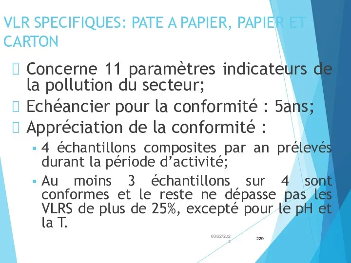 VLR SPECIFIQUES: PATE A PAPIER, PAPIER ET CARTON Concerne 11