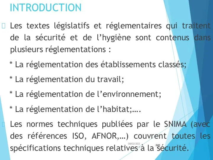 INTRODUCTION Les textes législatifs et réglementaires qui traitent de la