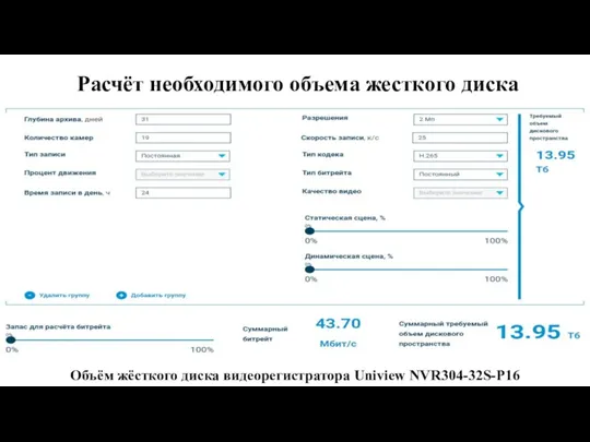 Объём жёсткого диска видеорегистратора Uniview NVR304-32S-P16 Расчёт необходимого объема жесткого диска