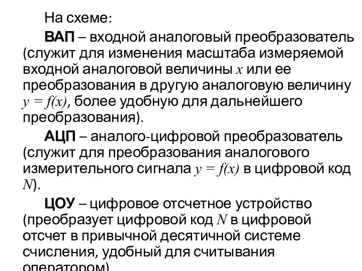 На схеме: ВАП – входной аналоговый преобразователь (служит для изменения масштаба измеряемой входной