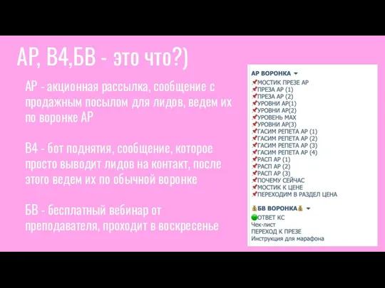 АР, В4,БВ - это что?) АР - акционная рассылка, сообщение