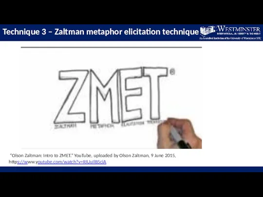 Technique 3 – Zaltman metaphor elicitation technique “Olson Zaltman: Intro