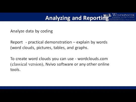 Analyzing and Reporting Analyze data by coding Report - practical