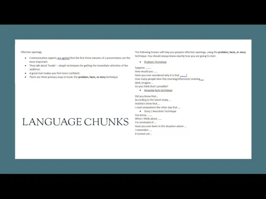 LANGUAGE CHUNKS