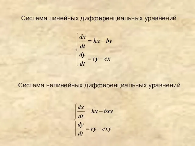 Система нелинейных дифференциальных уравнений Система линейных дифференциальных уравнений