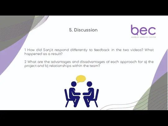 5. Discussion 1 How did Sanjit respond differently to feedback