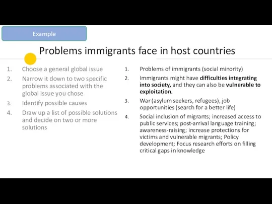 Problems immigrants face in host countries Choose a general global