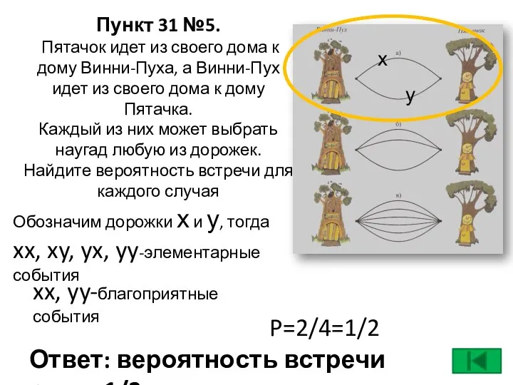 Пункт 31 №5. Пятачок идет из своего дома к дому