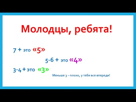 7 + это «5» 5-6 + это «4» 3-4 +