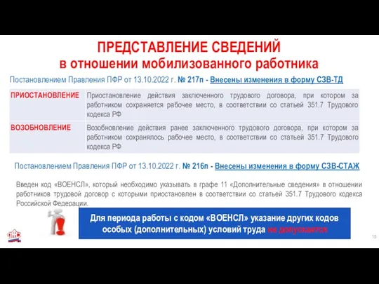 Постановлением Правления ПФР от 13.10.2022 г. № 217п - Внесены изменения в форму