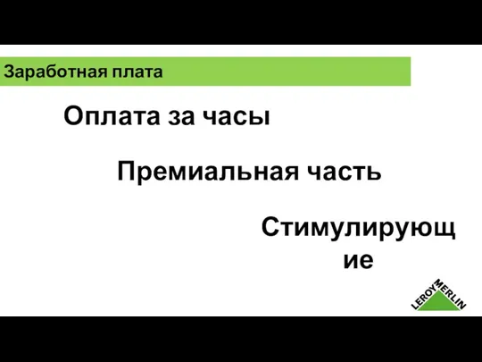 Оплата за часы Премиальная часть Стимулирующие Заработная плата