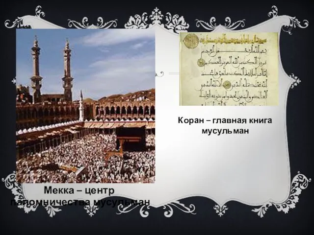 Мекка – центр паломничества мусульман Коран – главная книга мусульман