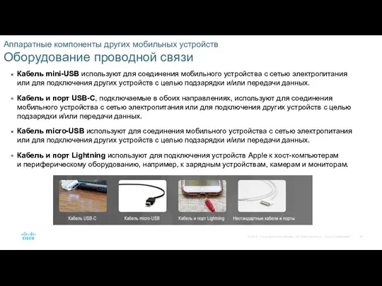 Аппаратные компоненты других мобильных устройств Оборудование проводной связи Кабель mini-USB