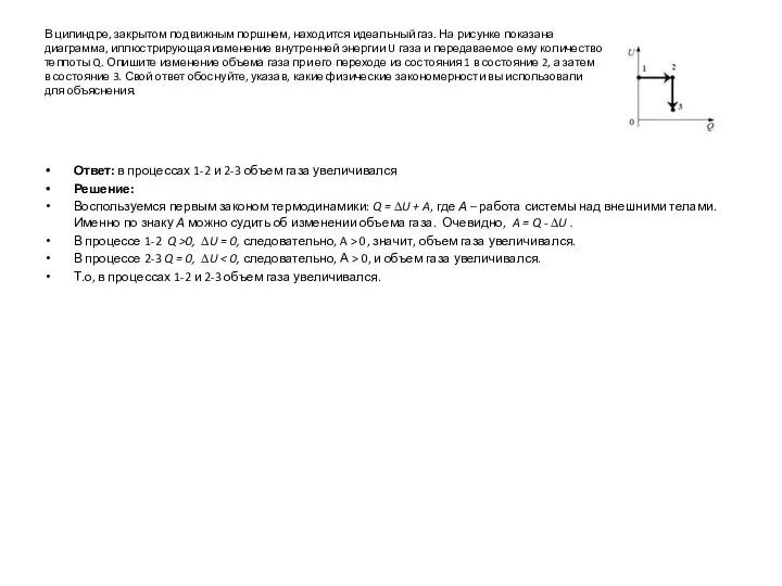В цилиндре, закрытом подвижным поршнем, находится идеальный газ. На рисунке