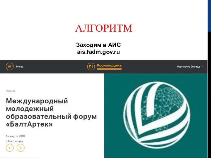 АЛГОРИТМ Заходим в АИС ais.fadm.gov.ru
