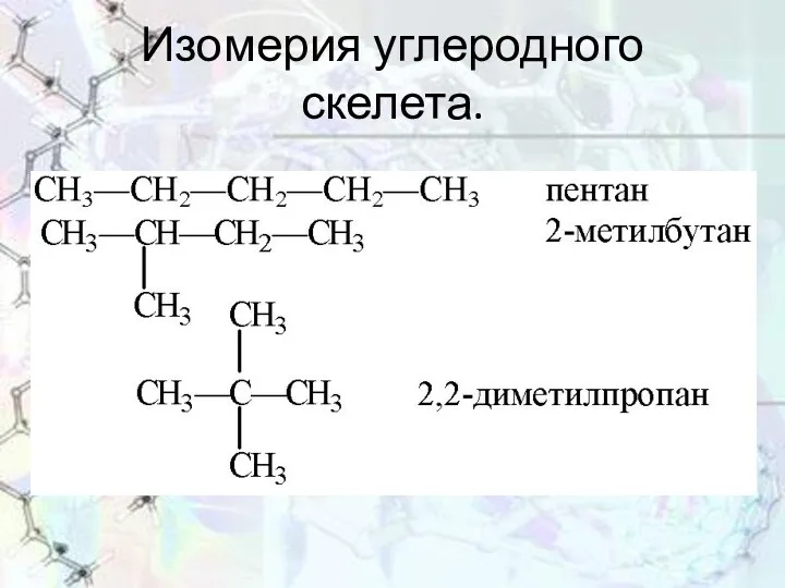 Изомерия углеродного скелета.