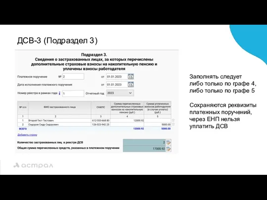 ДСВ-3 (Подраздел 3) Заполнять следует либо только по графе 4,