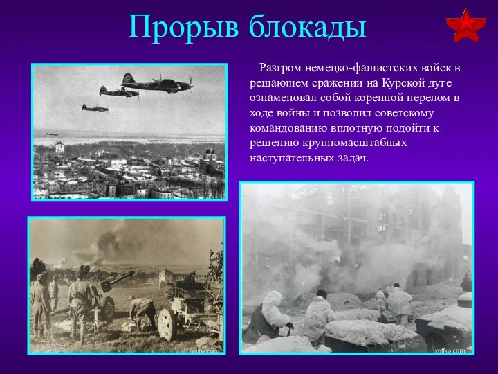 Прорыв блокады Разгром немецко-фашистских войск в решающем сражении на Курской