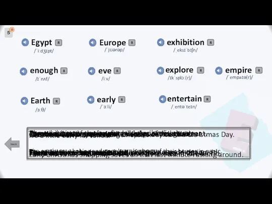 5 Egypt back eve exhibition enough entertain early Europe Earth