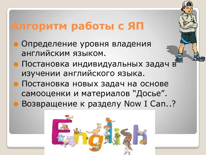 Алгоритм работы с ЯП Определение уровня владения английским языком. Постановка