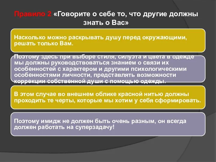 Правило 2 «Говорите о себе то, что другие должны знать