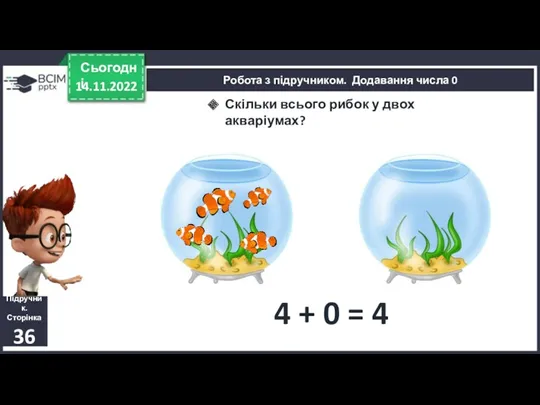 14.11.2022 Сьогодні Підручник. Сторінка 36 Робота з підручником. Додавання числа