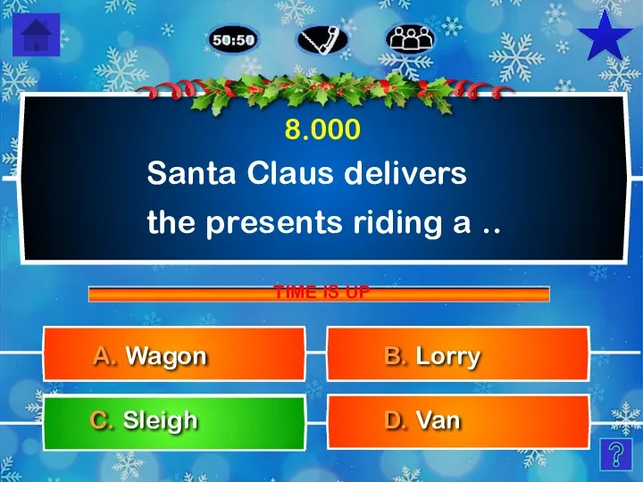 Santa Claus delivers the presents riding a .. B. Lorry
