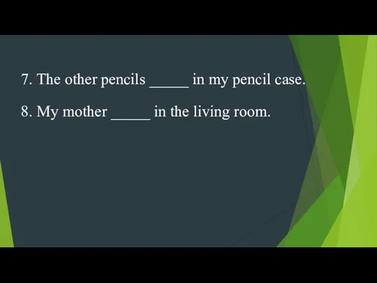 7. The other pencils _____ in my pencil case. 8.