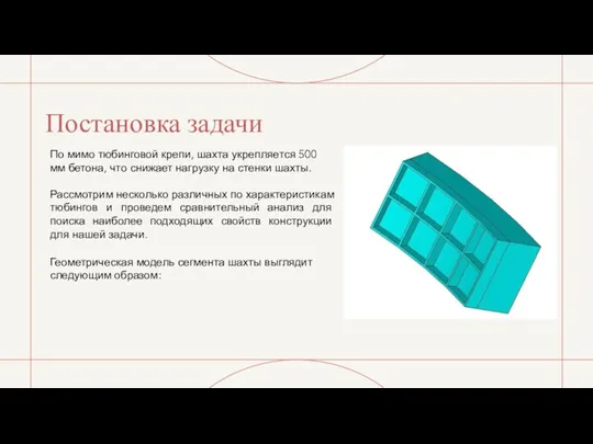 Постановка задачи По мимо тюбинговой крепи, шахта укрепляется 500 мм