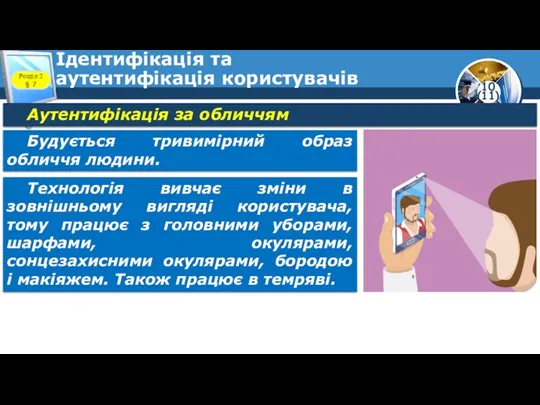 Ідентифікація та аутентифікація користувачів Розділ 2 § 7 Аутентифікація за