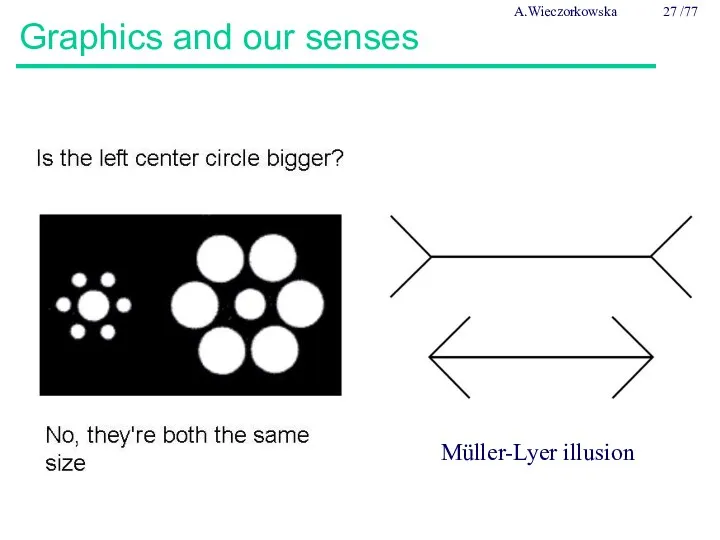 Graphics and our senses A.Wieczorkowska /77 Müller-Lyer illusion