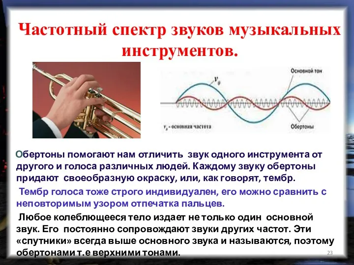 Частотный спектр звуков музыкальных инструментов. Обертоны помогают нам отличить звук