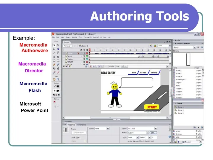 Authoring Tools Example: Macromedia Authorware Macromedia Director Macromedia Flash Microsoft Power Point