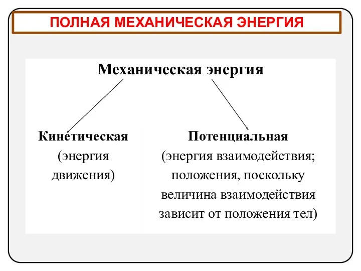 ПОЛНАЯ МЕХАНИЧЕСКАЯ ЭНЕРГИЯ