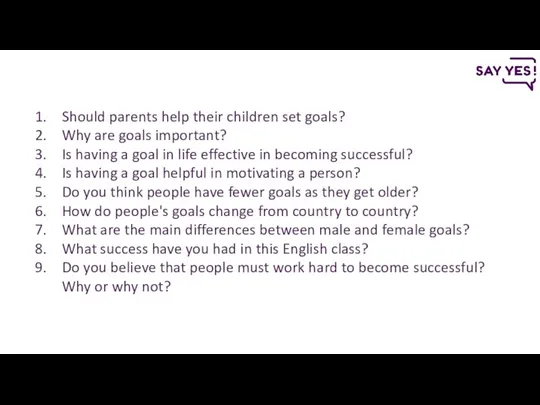 Should parents help their children set goals? Why are goals