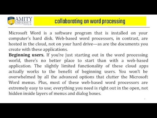 collaborating on word processing Microsoft Word is a software program