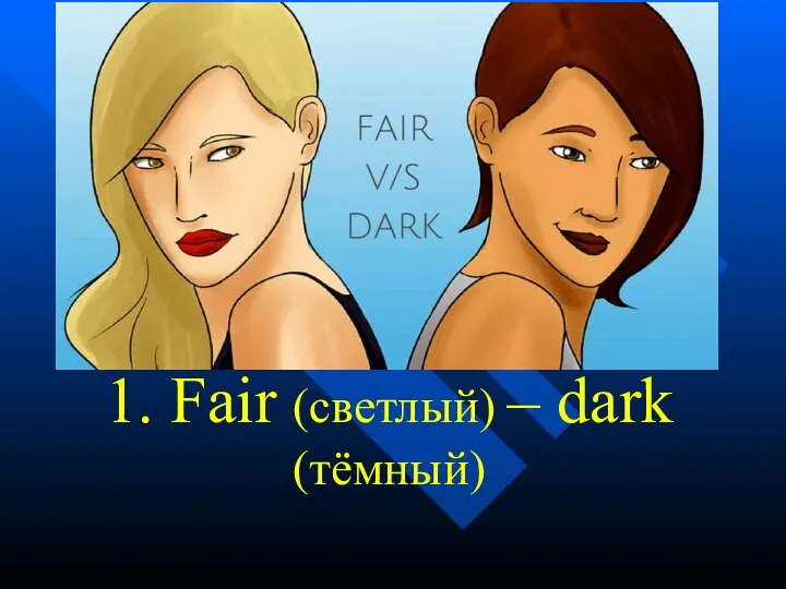 1. Fair (светлый) – dark (тёмный)