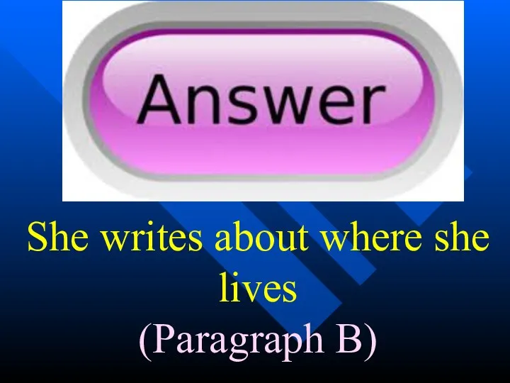 She writes about where she lives (Paragraph B)