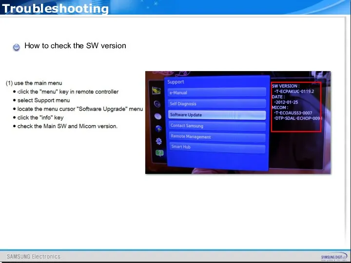 How to check the SW version Troubleshooting