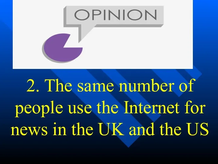 2. The same number of people use the Internet for news in the