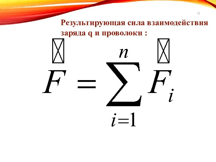 Результирующая сила взаимодействия заряда q и проволоки :