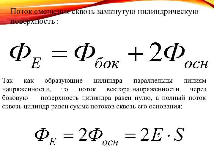 Поток смещения сквозь замкнутую цилиндрическую поверхность : Так как образующие