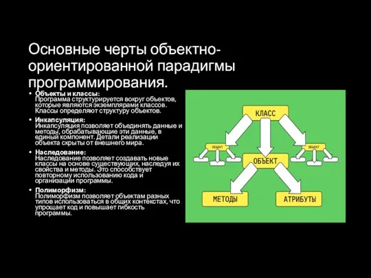 Основные черты объектно-ориентированной парадигмы программирования. Объекты и классы: Программа структурируется