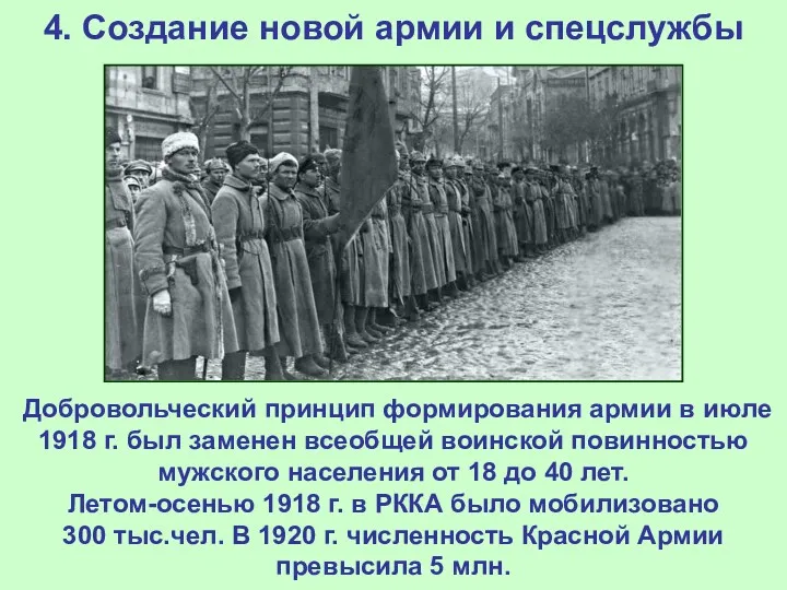 4. Создание новой армии и спецслужбы Добровольческий принцип формирования армии